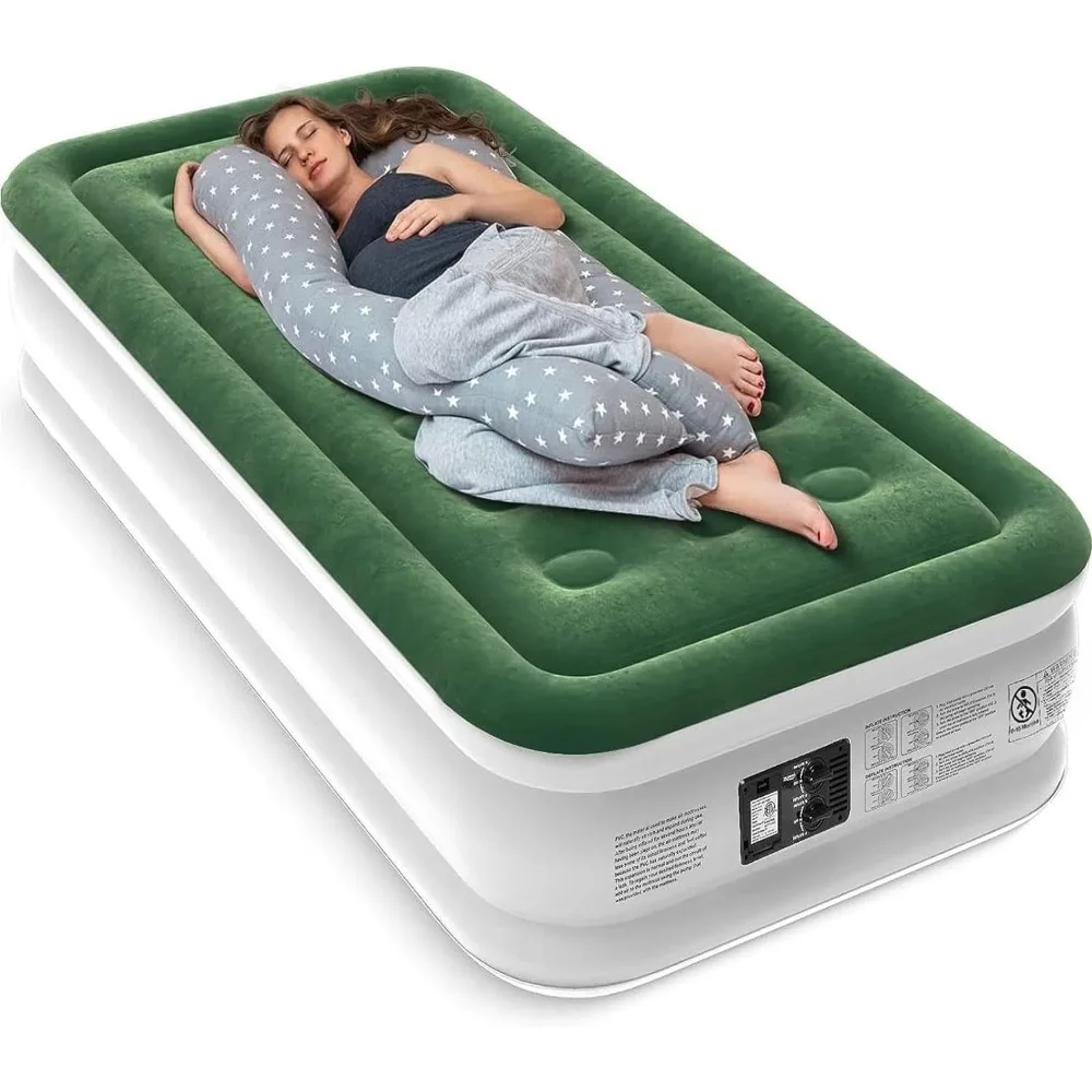 

Air Mattress with Built in Pump - Upgraded Twin Blow Up Mattress, 2 Mins Quick Self Inflatable with Double Air Chamber