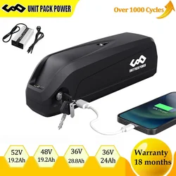 UNIT PACK POWER Hailong EBike Battery 21700 Cells 36V 28.8AH 48V 52V 20Ah do roweru elektrycznego 250W 350W 500W 750W 1000W 1500W