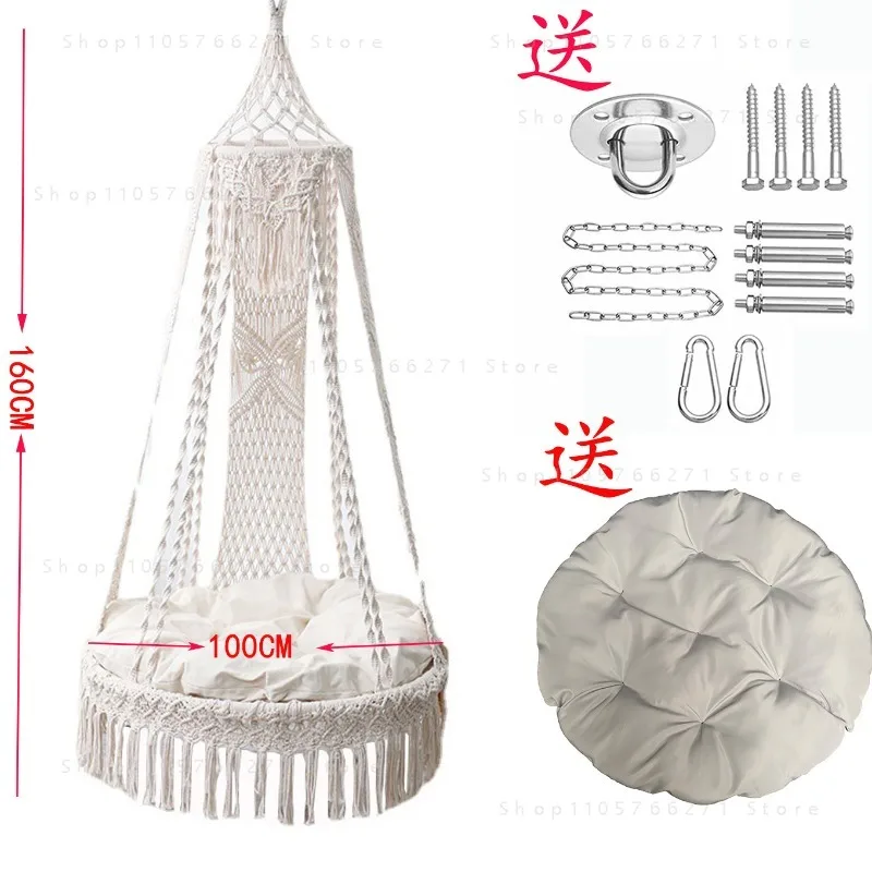 Handmade Interior Weaving Hanging Chair Hanging Basket Bohemian Balcony Swing Home Living Room Adult Hammock