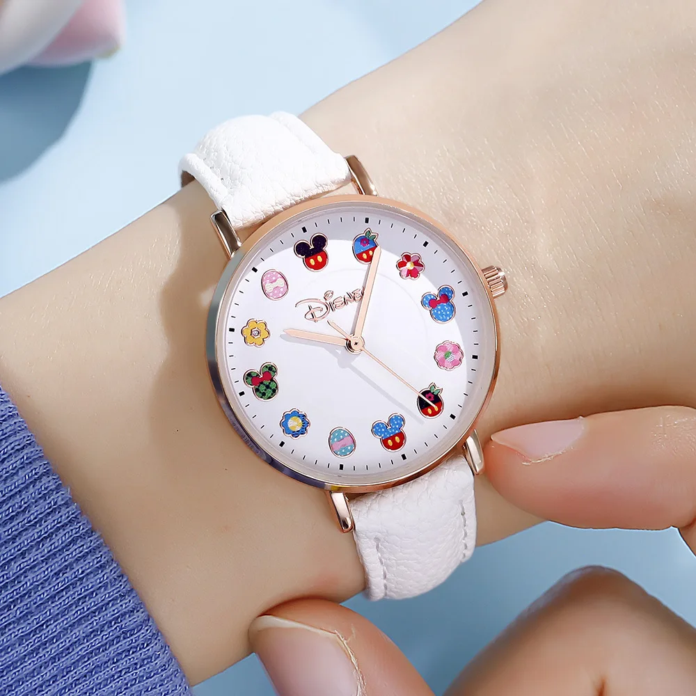 Disney Children'S Watch Pink Minnie Cute Quartz Watch Primary And Secondary School Watch Cute Cartoon Watch Girls Holiday Gift