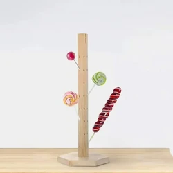 1pc Wood 360° Rotate Lollipop Holder Decorative Round Hole Earrings Display Stand Candy Holder 360 ° Lollipop Display Earrings