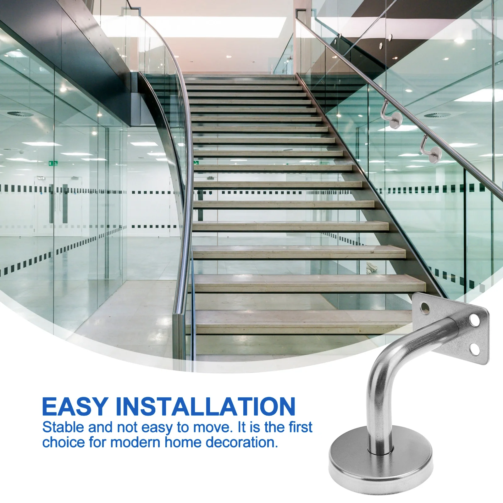 Hand Rail Brackets for Stairs Armrest Bolts Handrail Support Round Silver Bannister