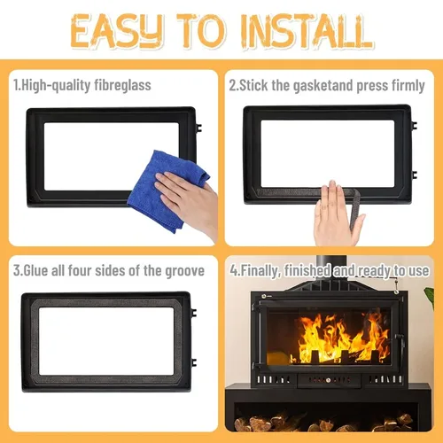 Imagen 2 del producto Junta de sellado de cuerda plana de 20/25MM, junta de repuesto para estufa de leña, junta autoadhesiva de fibra de vidrio para chimenea, estufa de carbón para leña