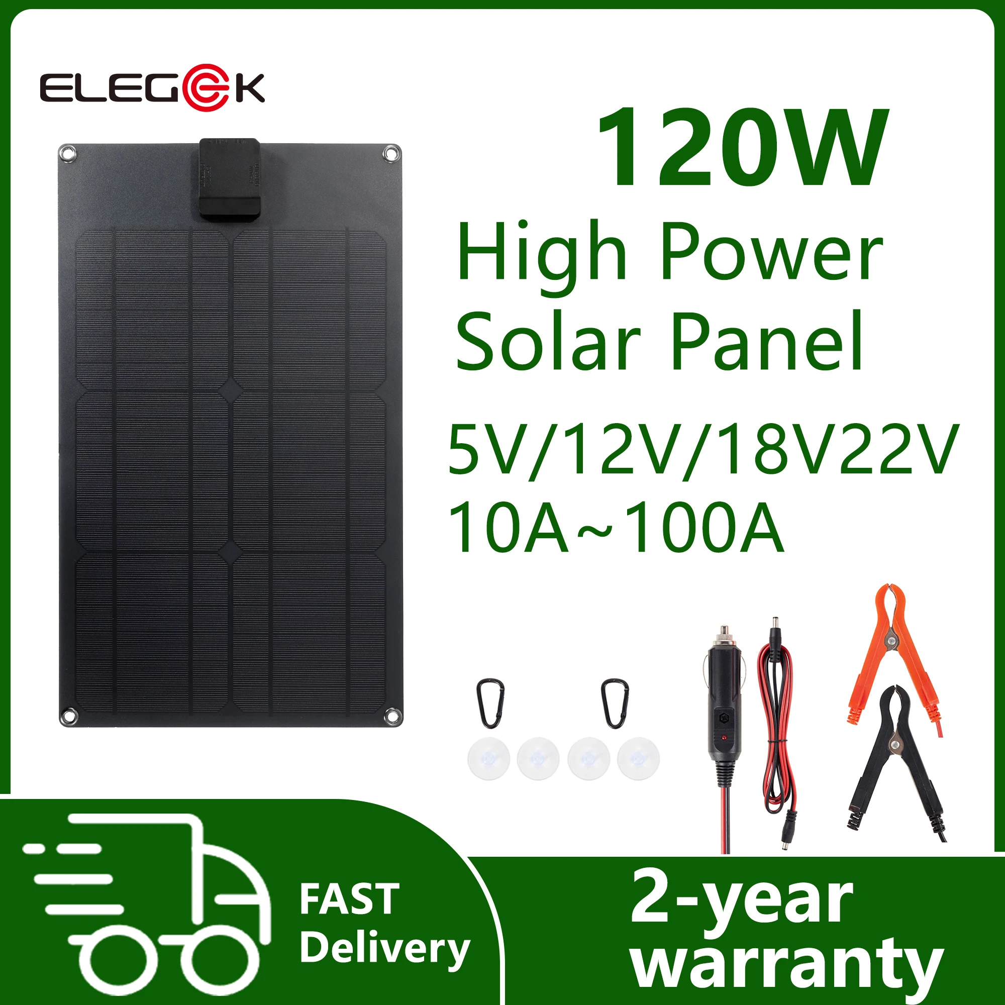 ELEGEEK 20W-120W Mono Flexibles Solarpanel USB 5V 2A DC 12V Batterieladegerät mit Controller für Telefon 12V Batterie Camping