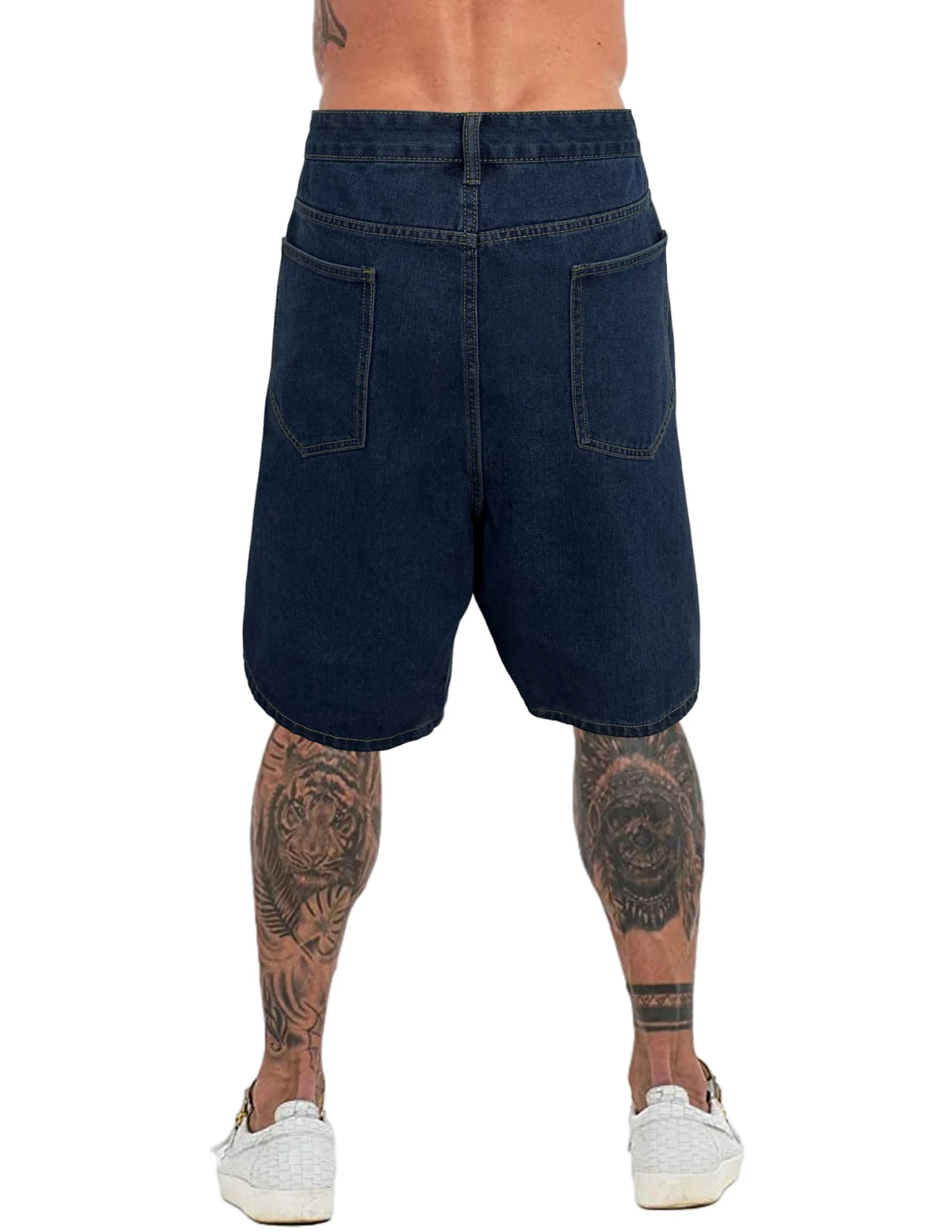 Pantalones cortos de mezclilla de talla grande para hombre, Jeans rectos casuales de calle alta, ropa de calle de Hip Hop, pantalones cortos básicos para correr, ropa para hombre