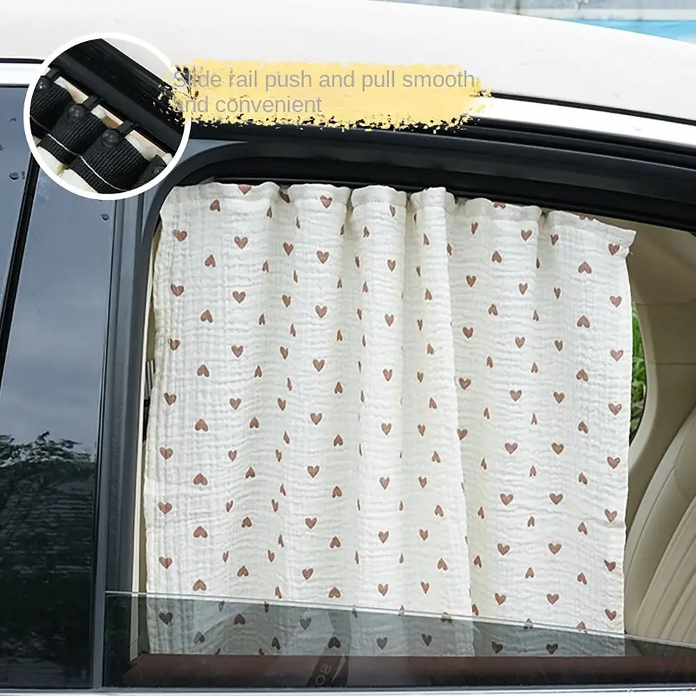 Embedded Rail Car Curtains Love Bear Printed Privacy Divider Car Sunshades Heat Insulation Auto Window for Car Accessories