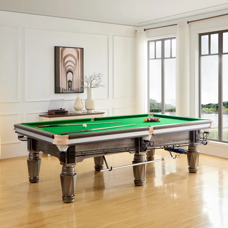 2026 Premium Durable 9ft Snooker Table with Solid Oak Construction and Leather Pockets, Customizable Professional Modelpromote s