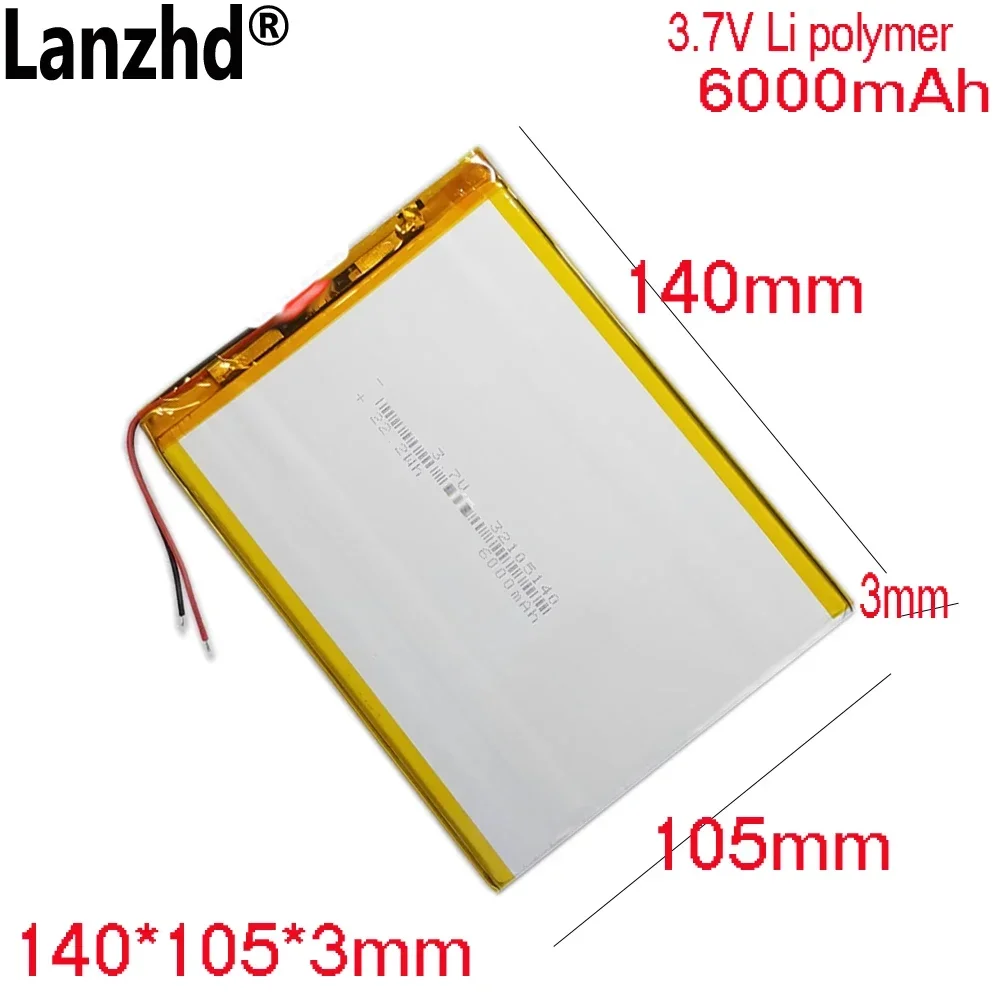 

6000mAh 3.7V Li polymer For Tablet battery Laptop Notebook Tablet PC 32105140 30120140 30110140 30123147 40105140