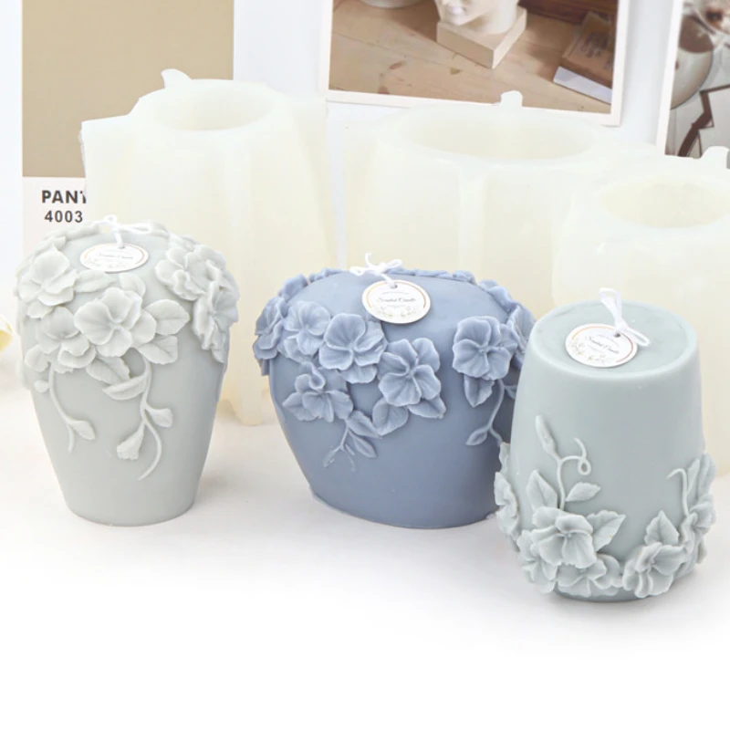 

DIY Rattan Flower Silicone Candle Mold Multi-style Relief Vase Soap Resin Plaster Mould Chocolate Ice Making Set Home Decor Gift