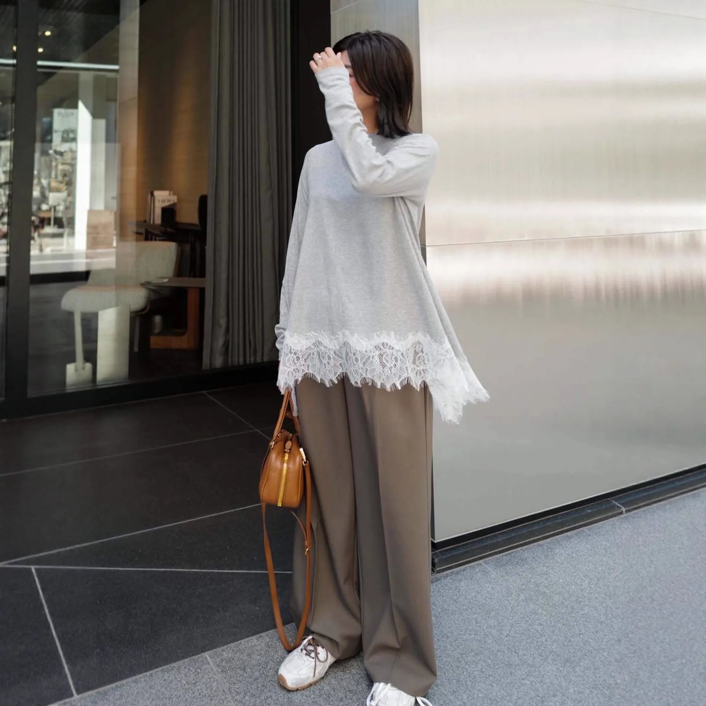 

Gagarich, осенне-зимняя новая японская свежая художественная кружевная футболка с длинными рукавами и круглым вырезом, модный топ