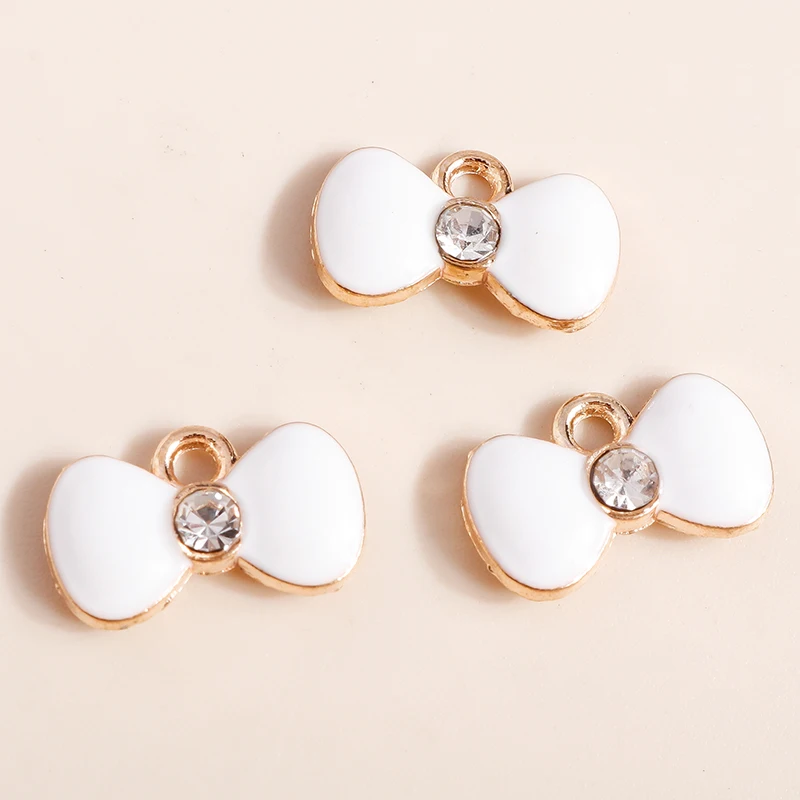 10 stücke 10*16mm Nette Emaille Bowknot Charms für Schmuck Machen Kawaii Bowtie Charms Ohrring Halskette Anhänger Diy machen Zubehör – Detail 13
