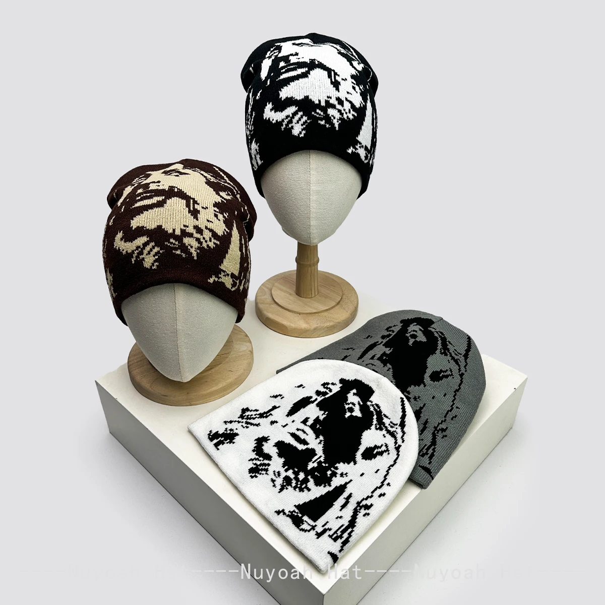 

New Men Women European American Style Jacquard Portrait Knitted Hats Personal Warm Street Fashion Beanies Versatile Hip-hop ins