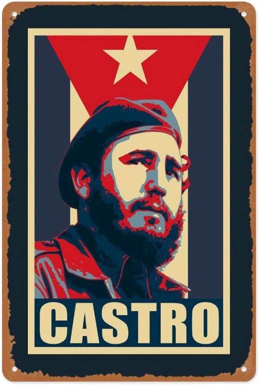 Funny Metal Sign - Fidel Castro Cuba Flag Hope - 8x12 Inch Wall Art for Home Bar Decor