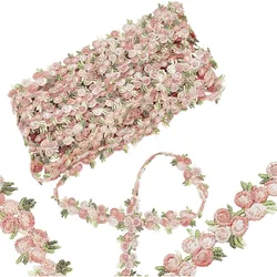 5 Yards Flower Trim Ribbon Cherry Color Flower DIY Lace Applique Sewing Craft 20mm Wide Lace Edge Trim for Wedding Dresses DIY