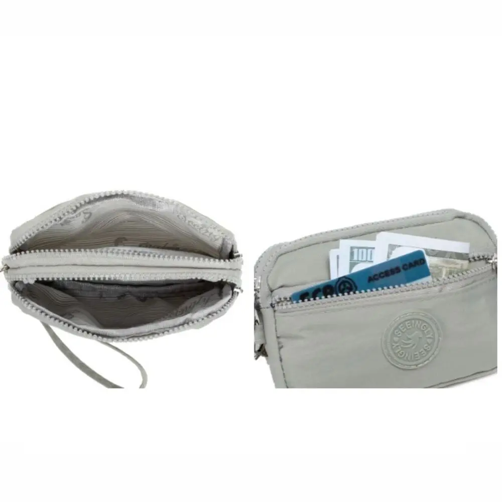 New Zipper Women Handbag Waterproof Solid Color Storage Bag Large Capacity Double Layers Phone Pouch