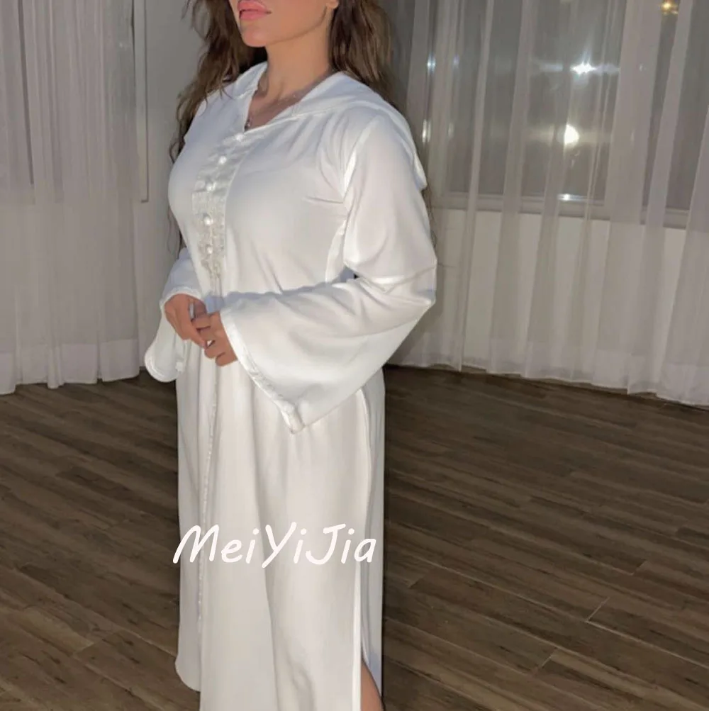 Meiyijia Abendkleid Knopf lange Ärmel Chiffon knöchel lange Saudi-Arabien sexy Abend Geburtstag Club Outfits Sommer