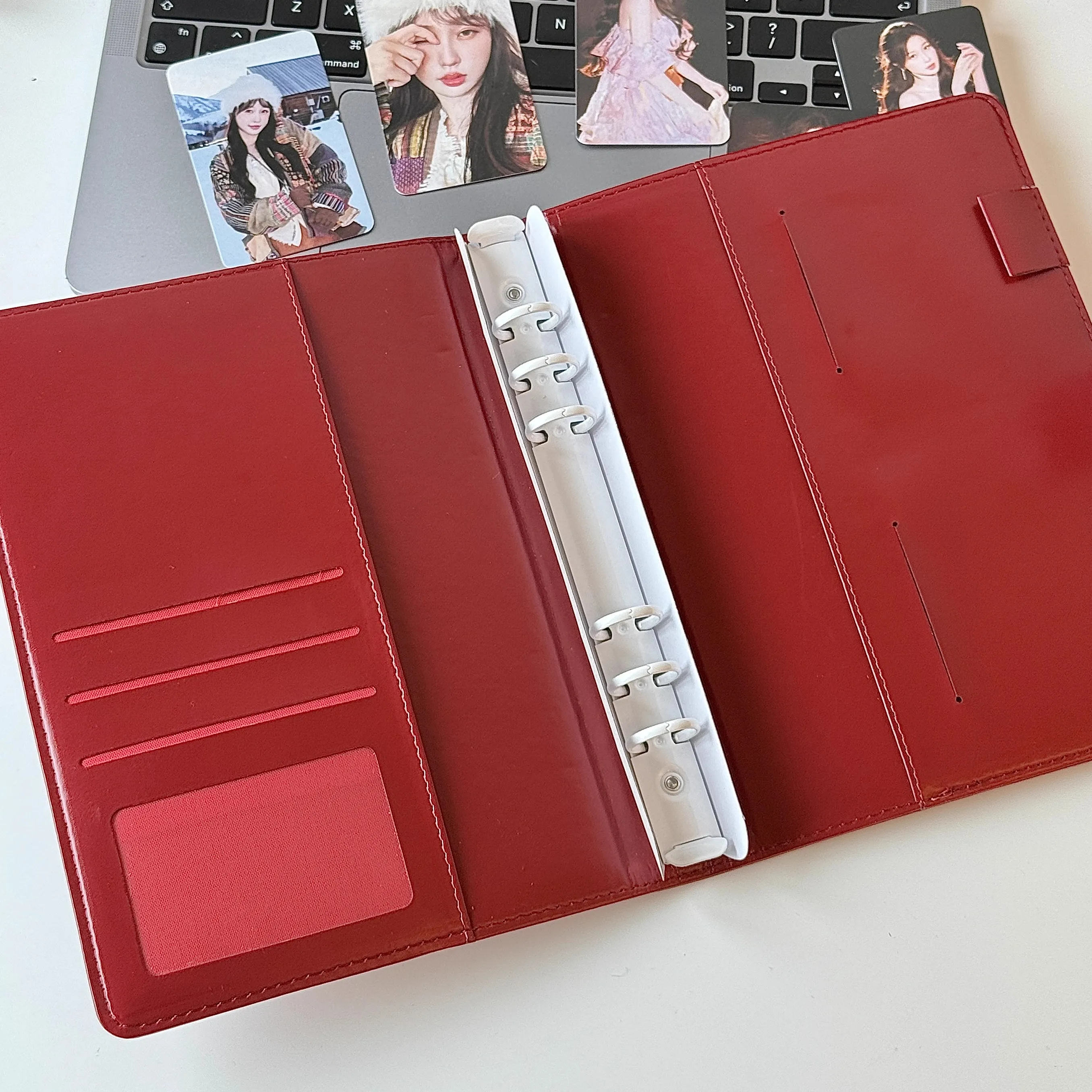 MINKYS PU-Leder Hot Red A5 Kpop Fotokarten-Sammelmappe Idol-Fotokarten-Buch Idol-Aufbewahrungsalbum Schreibwaren – Detail 2