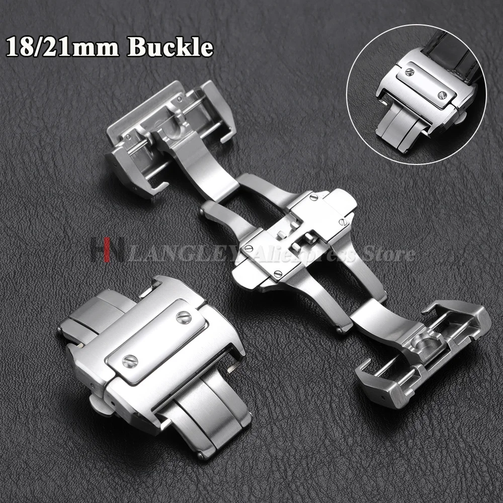 18mm 21mm Watch Buckle for Cartier Santos 100 Series Watch Buckles Stainless Steel Butterfly Clasps Folding Buckle Metal Button