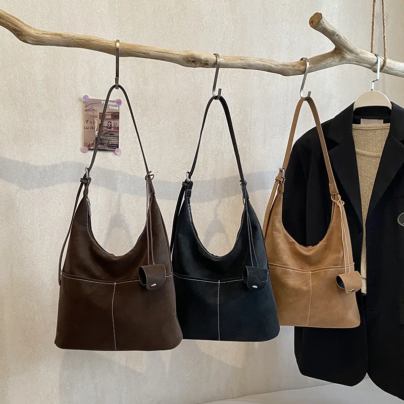 

Женские сумки на плечо, большая вместительная винтажная модная сумка-тоут для поездок на работу, осень-зима, новая текстурированная и простая композитная сумка