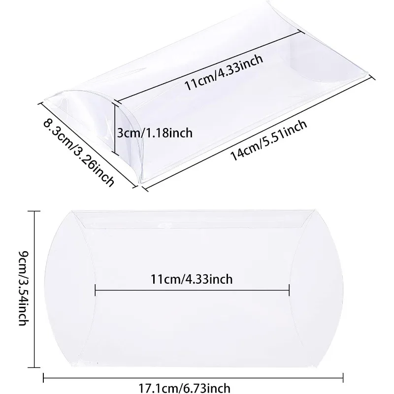 30 pcs 5.5x3.3x1.2 Clear Plastic Pillow Favor Box PVC Candy Treat Gift Box for Wedding Birthday Party Gift Packing Box