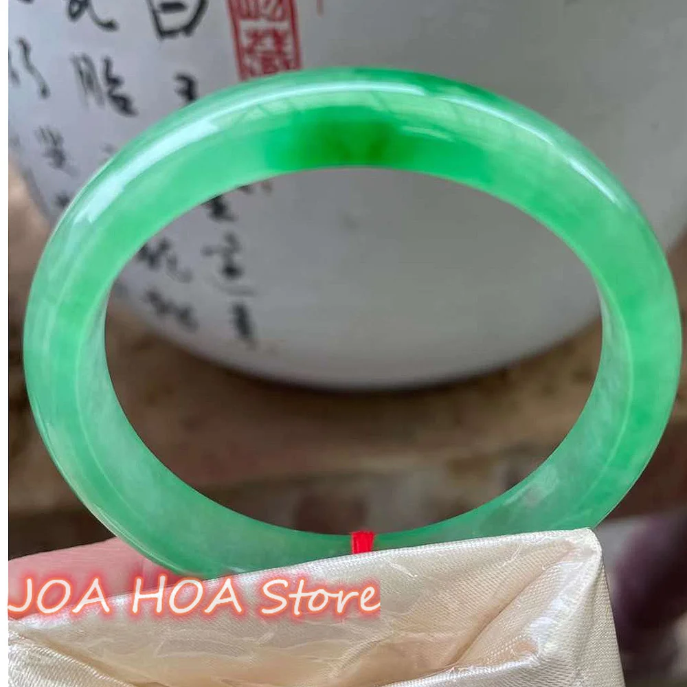 

Высококачественный ледяной зеленый клейкий браслет Jadeite с оригинальным экологичным узором, браслет с плавающими цветами, ювелирные изделия