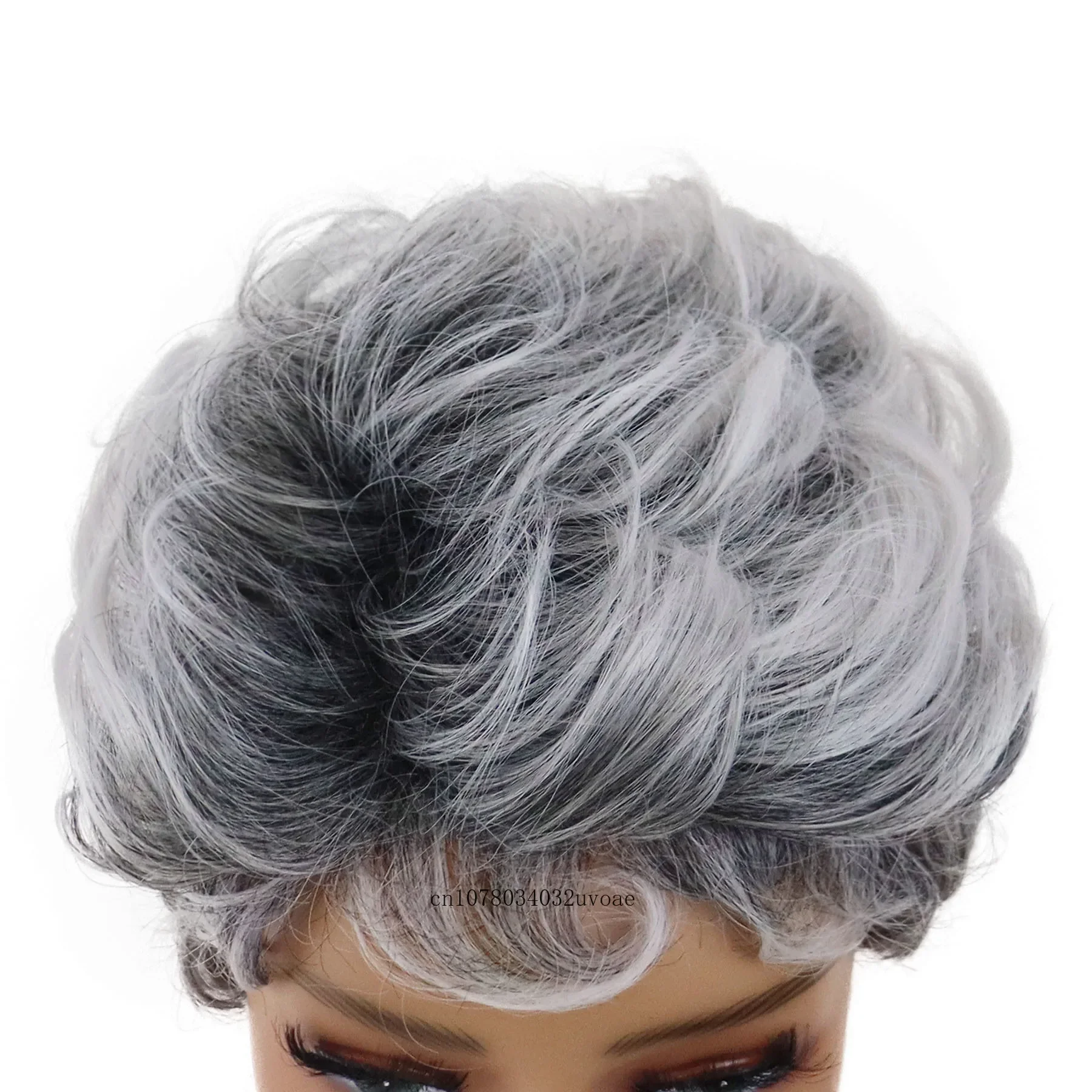 Synthetic Hair Short Curly Wigs for Black Women Natural Hairstyles Gray Color Woman Wig with Bangs Daily Grey Ombre White Wig