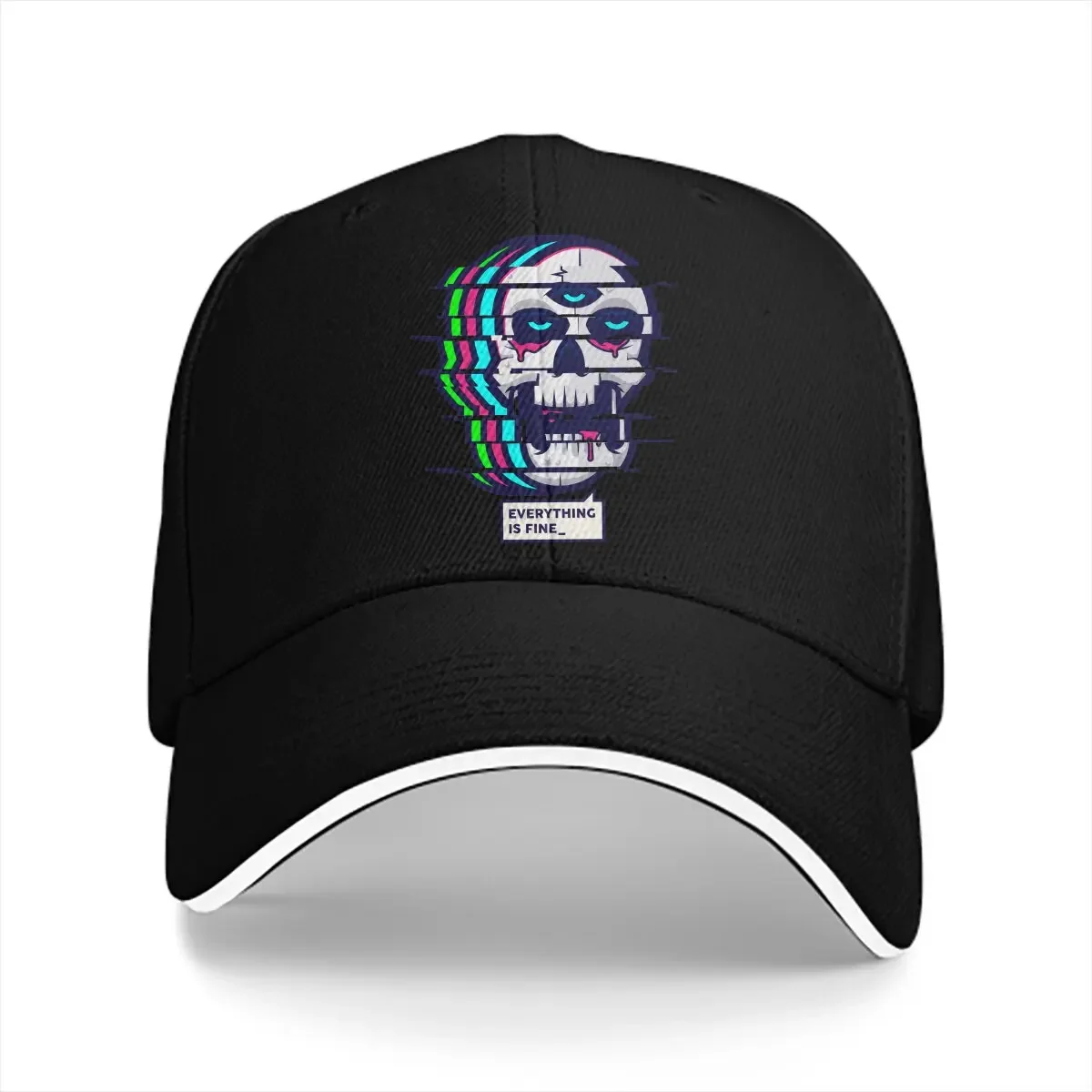 Washed Men's Baseball Cap Everything Is Fine Trucker Snapback Caps Dad Hat Mexican Skull Santa Muerte Golf Hats