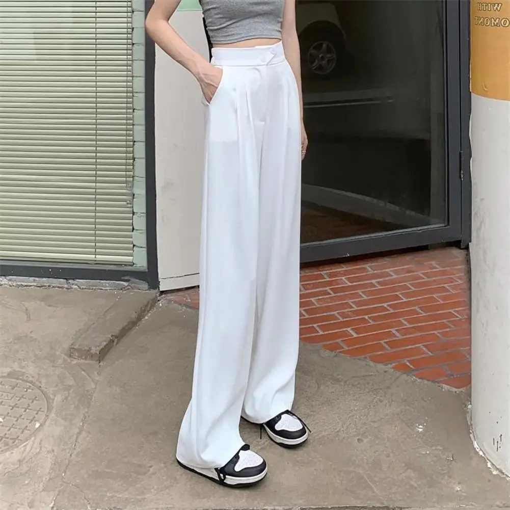 

Women Suit Pants Comfortable Suit Trousers Elegant High Waist Women's Suit Pants with Wide Leg Pockets Stylish Office Lady for A