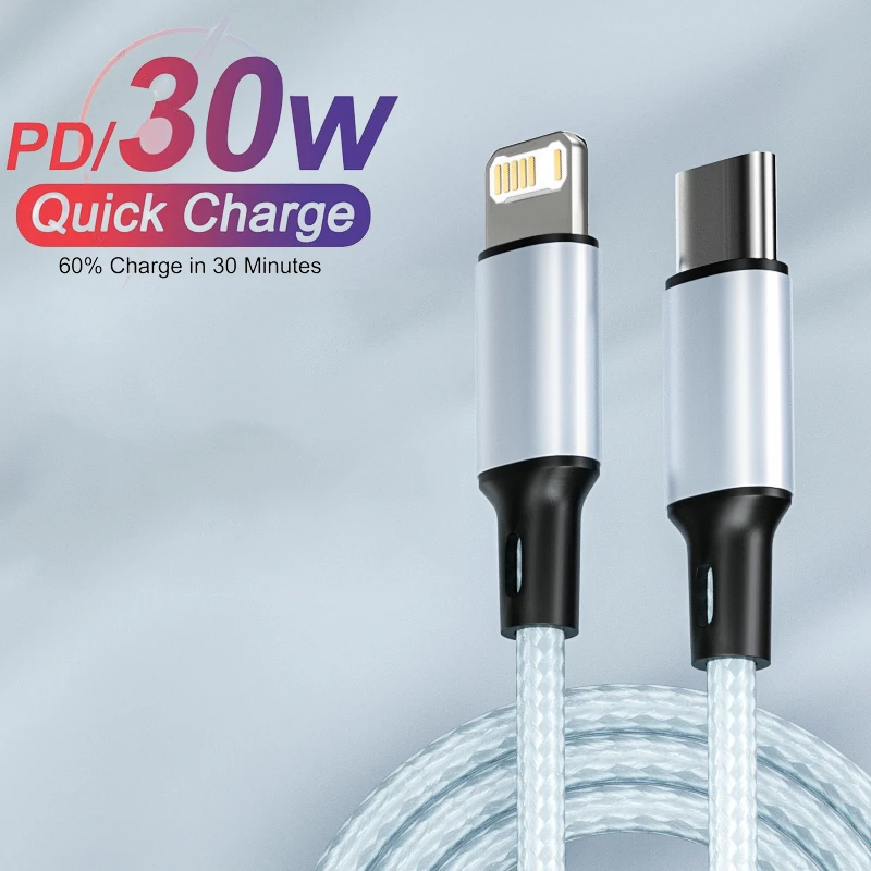 PD 30W Charger Cable For iPhone 14 13 12 11 Pro Max Mini XR XS Plus USB Type C To Lightning Fast Charging Data Line Accessories