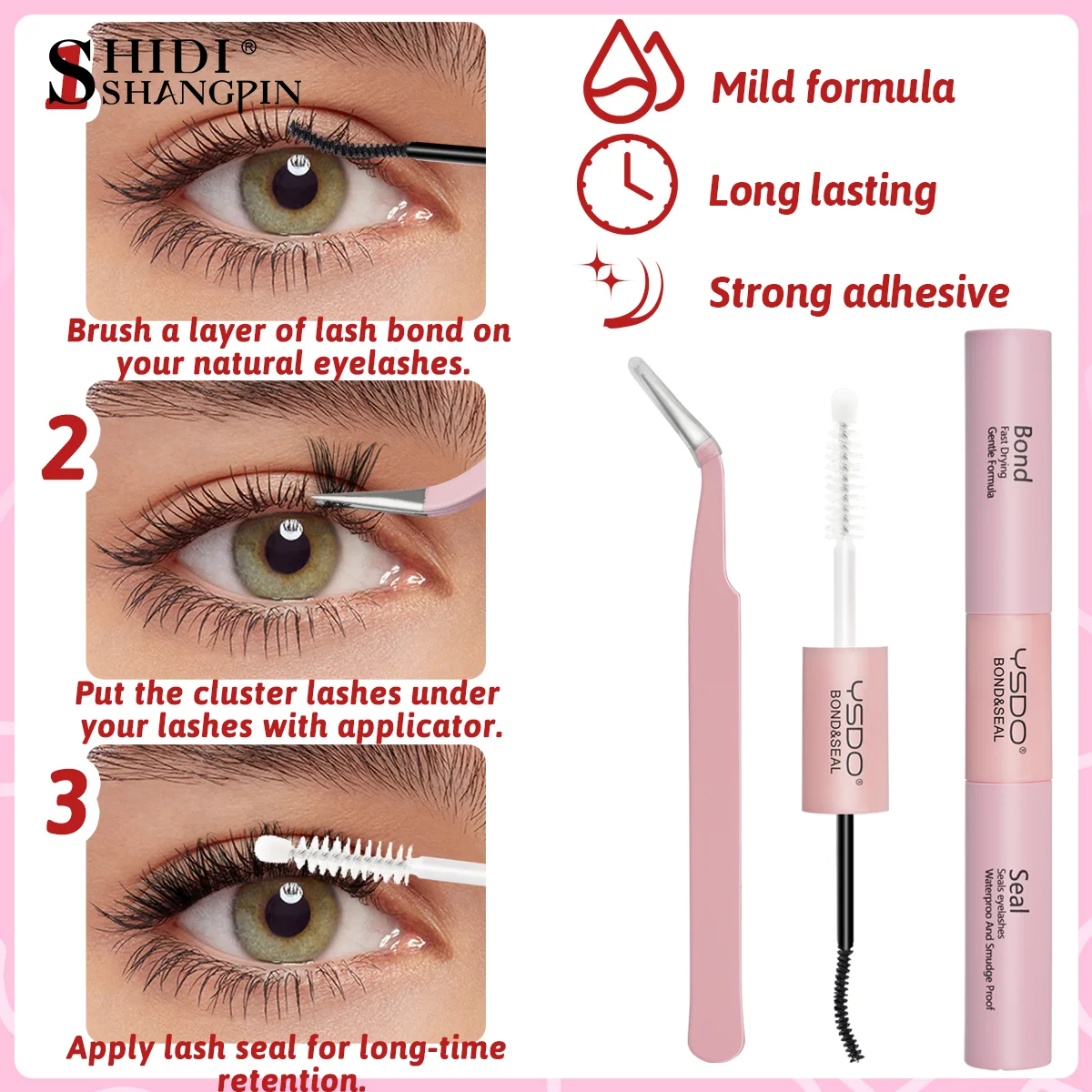 Kit d'extension de cils individuels, dissolvant de colle pour extensions de cils, kit de cils bricolage, dissolvant de cils en grappe, maquillage, 14 rangées, 30/32 rangées
