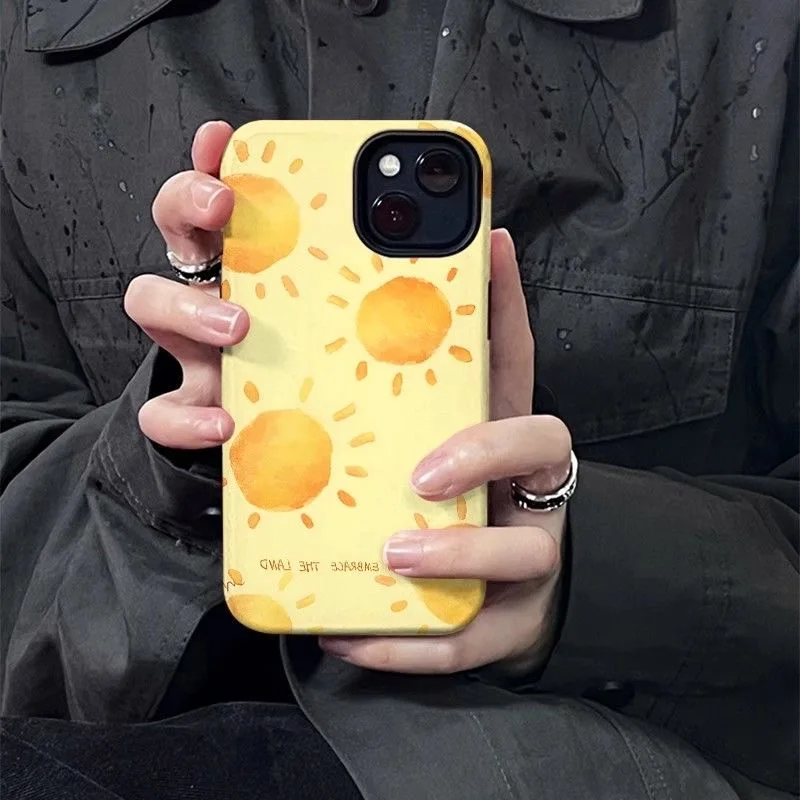 Creative INS Lovely Sunlight Sunny Chic Happy Artistic Phone Case for iPhone 15 14 11 12 13 Pro Max Plus Back Cover