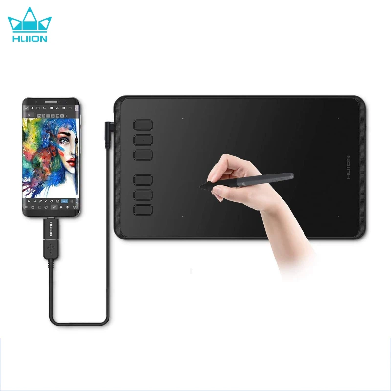 6x4 Inch Graphics Tablet Huion H640P with Digital Pen 8192 Levels Pressure 6 Express Keys, Compatible with Windows Mac Android