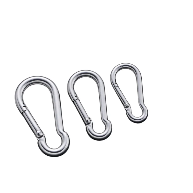 2Pcs Stainless Steel Spring Hook Quick Link Spring Snap Carabiner 40/60/70mm Lock Ring Hook Climbing Safety Buckle view 3