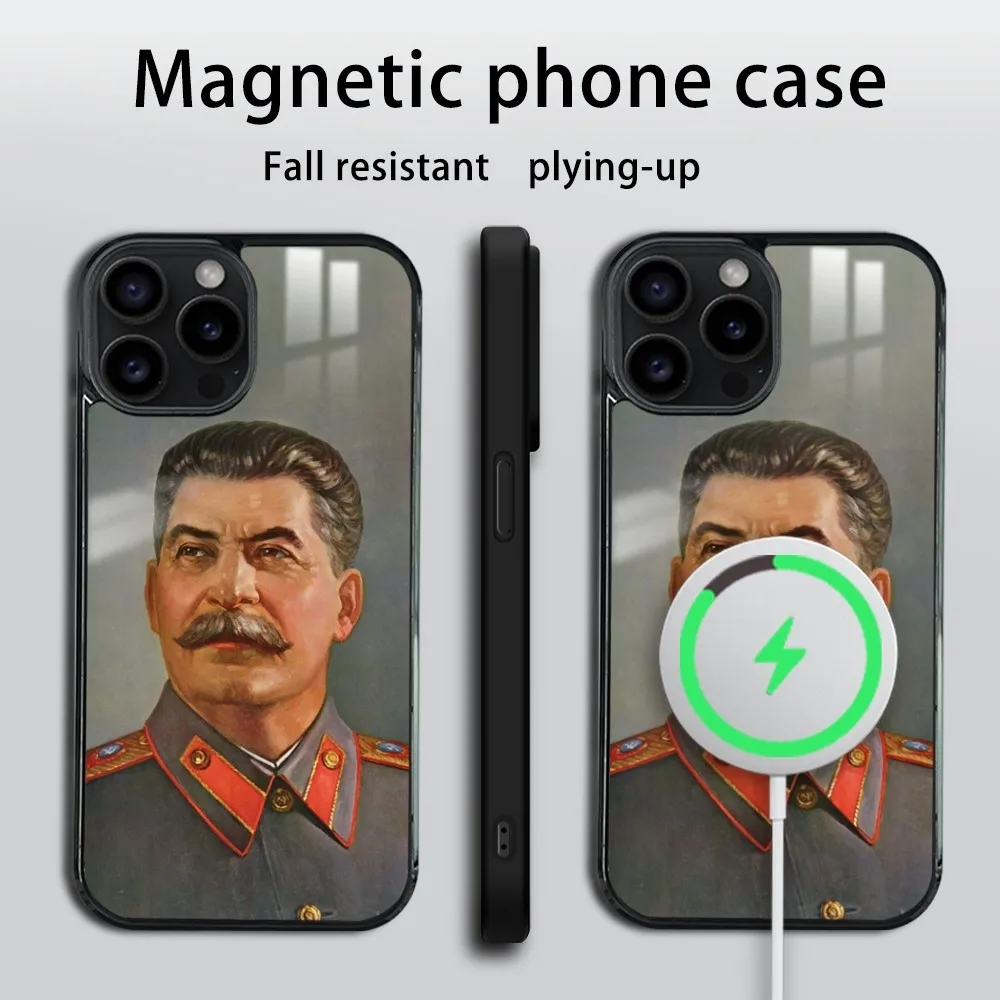 Russian Commander Stalin Phone Case For iPhone 16 15 14 13 12 11 Pro Max Plus Mini Magsafe Mirror Wireless Magnetic Cover