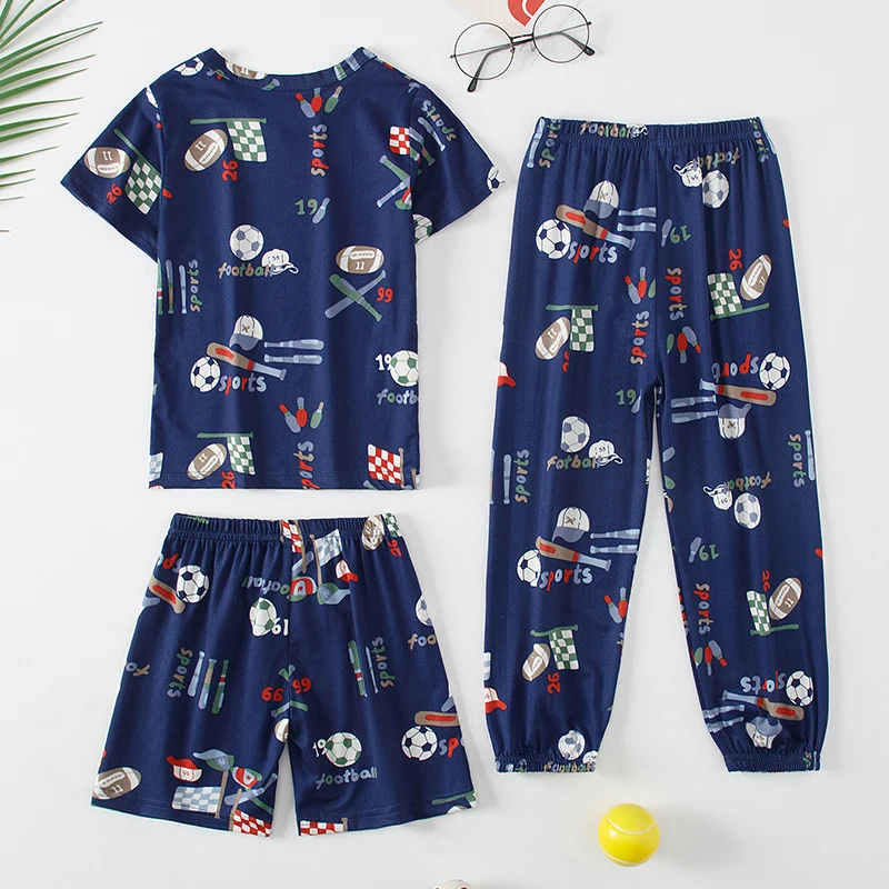 3PCS Girl Summer Love Short-sleeved Pants Shorts Three-piece Girl Ōwarawa Comfortable Thin Air-conditioned Pajama Suit