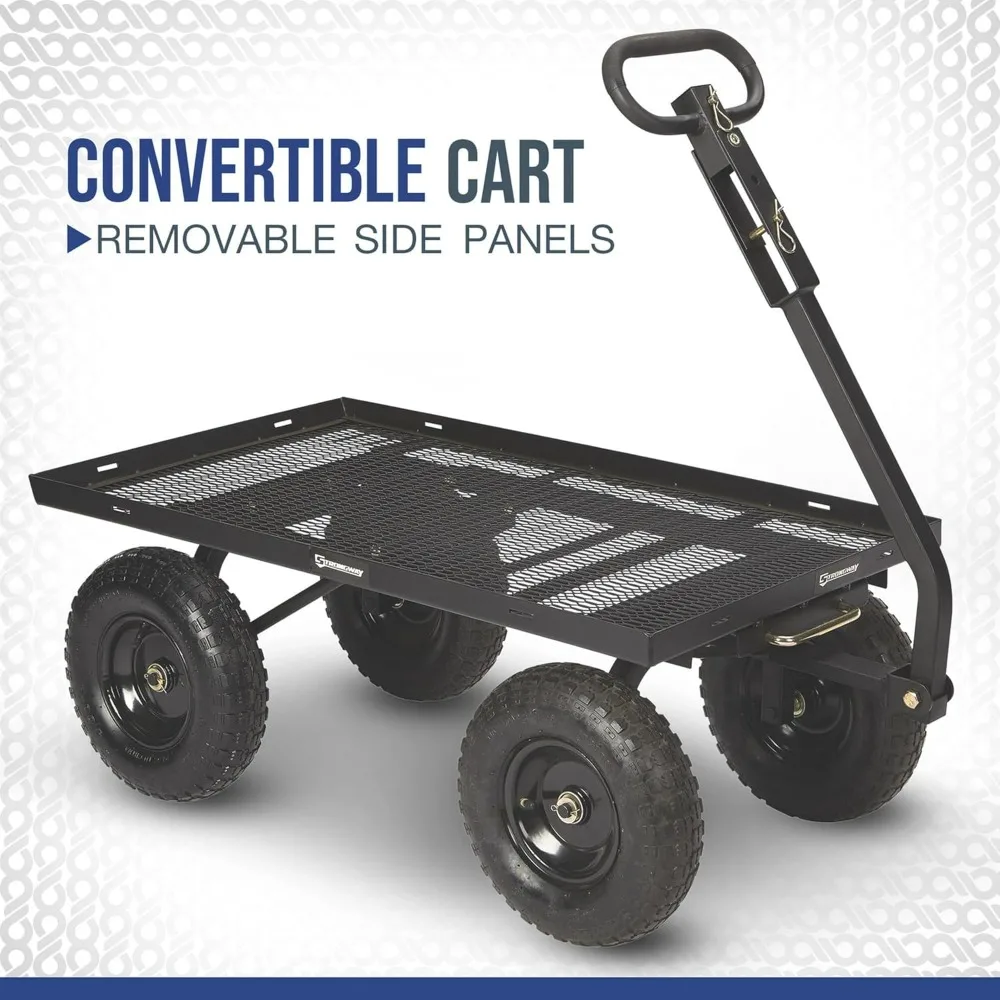 1200-Pound Capacity Steel Dump Cart with Detachable Liner, 50 Inches Long by 24 Inches Wide