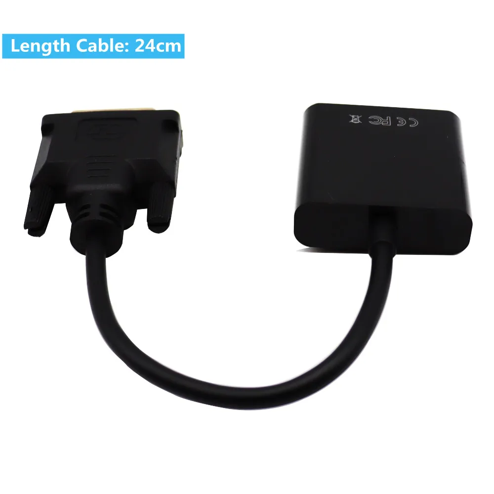 Adattatore DTech DVI-D 24+1 Maschio A VGA Femmina, Convertitore Video 1080p Per Monitor, PC E Proiettore, Plug & Play, Connettori Placcati Oro, Audio Non Supportato