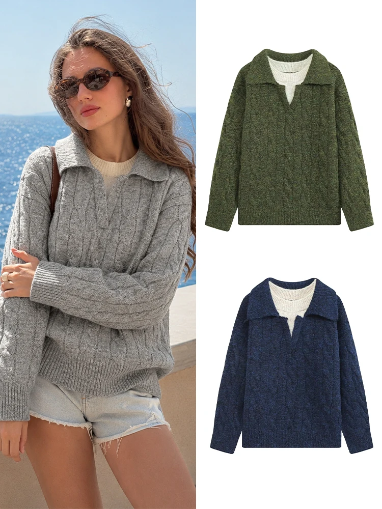 Home Office England - Pull tricoté décontracté pour femme HH,