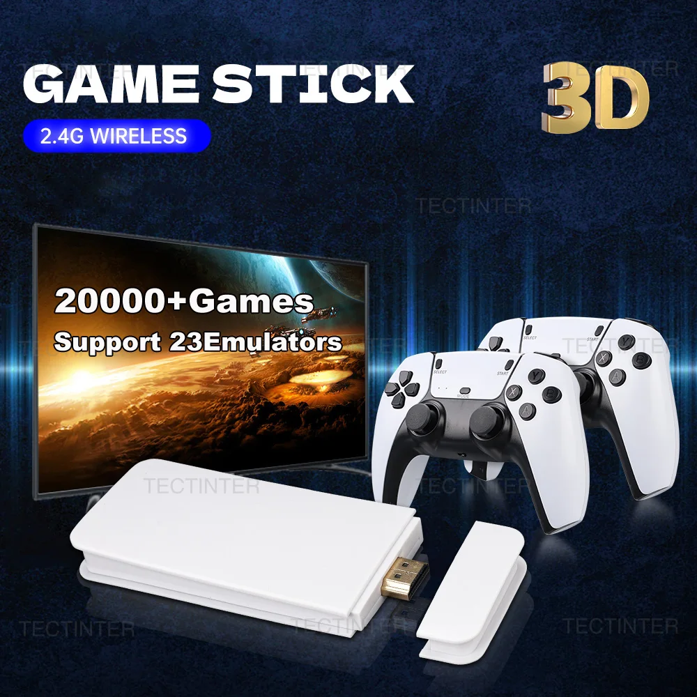 M15 Video Game Console 4K TV Game Stick 64G Built-in 20000 Games Handheld Game Player Wireless Controller Retro Gamepad