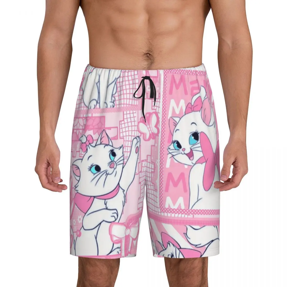 

Custom Cartoon Aristocats Animation Marie Cat Pajama Bottoms Men's Lounge Sleep Shorts Drawstring Sleepwear Pjs with Pockets