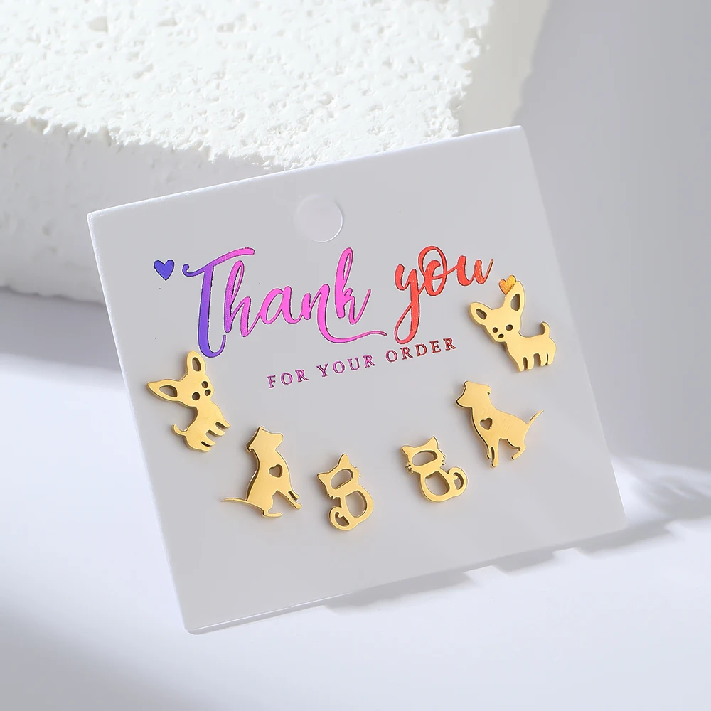 3 par/set mini Chihuahua perro pendientes de acero inoxidable para mujer lindo animal amor mi mascota pendientes joyería regalo de fiesta