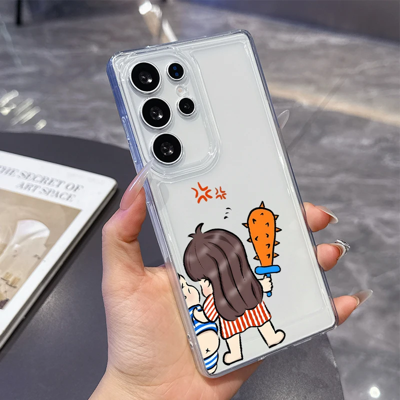 Childlike Cartoon Phone Case for Samsung Galaxy S25 Ultra S20 FE S21 S22+ S23 Plus S24 S26 Edge Cases Transparent Soft Covers