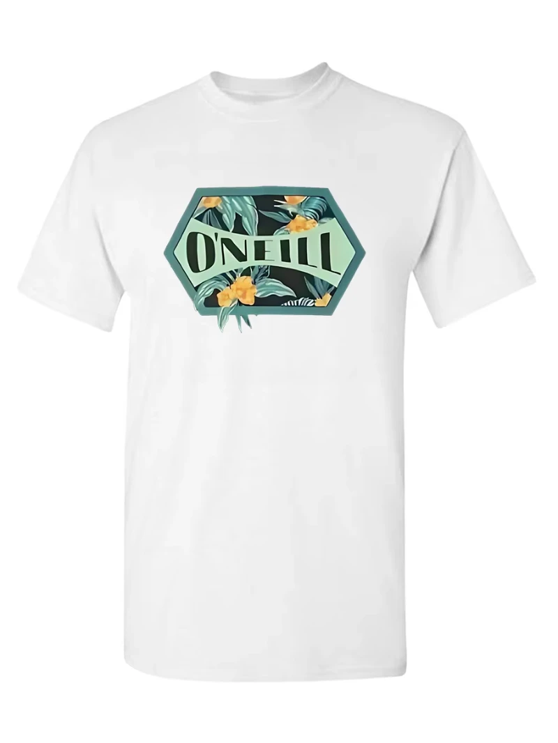 

2025 New Men's Quick-Dry Hiking T-Shirt Flowers Geometric Print Round Neck Short Sleeve Casual Outdoor Fashionable Streetwear
