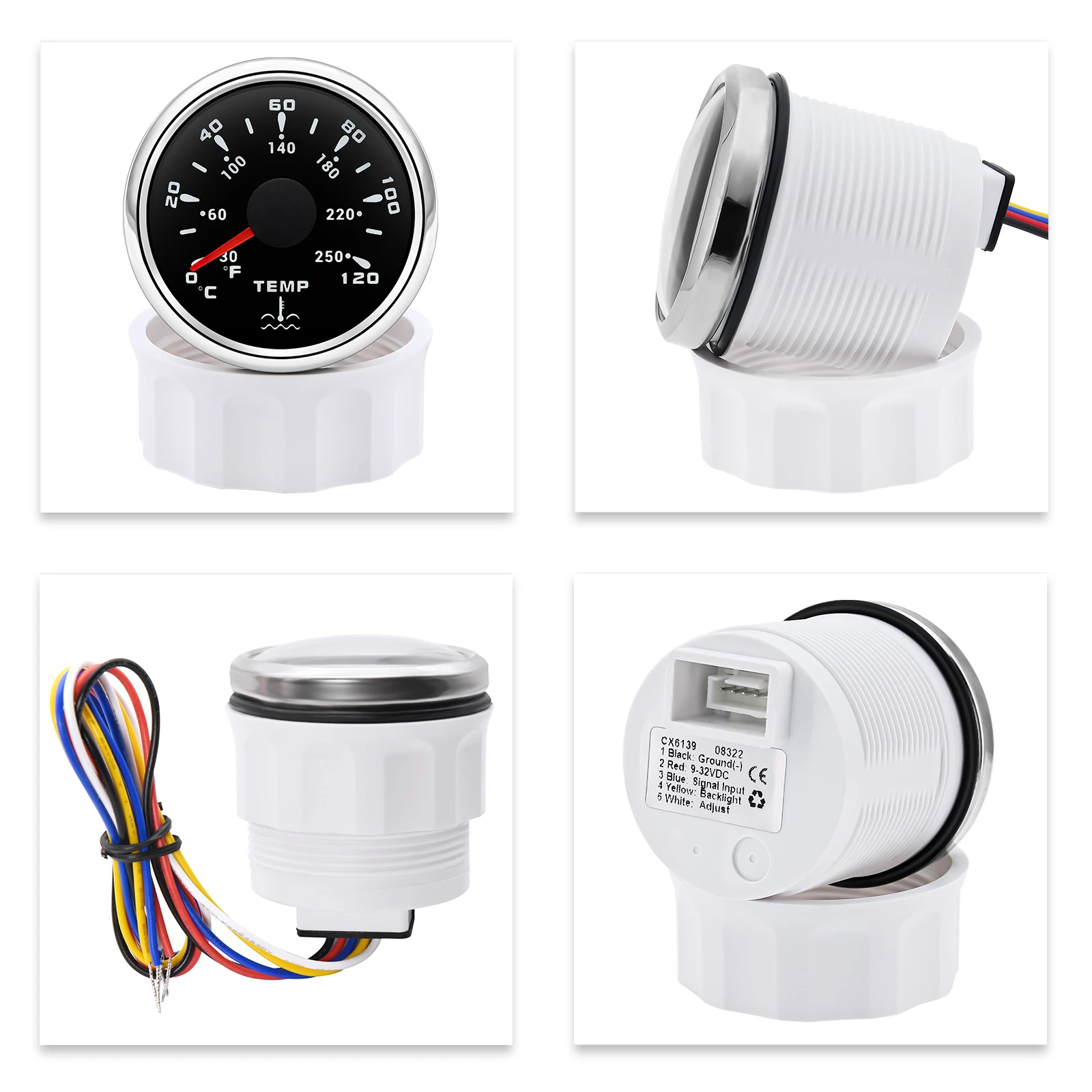 Picture 5: 52mm Water Temperature Gauge with 7Color Backlight Waterproof Antifogging or Water Temperature Sensor for Car/boat Accessories
