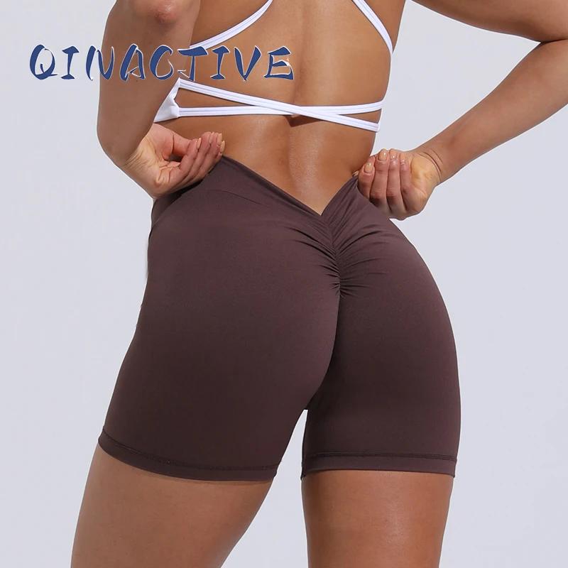 QINACTIVE V-Back Shorts Womens Clothing Gym Short Shorts Cycling Shorts Activewear High Elastic Tights Fitness Leggings