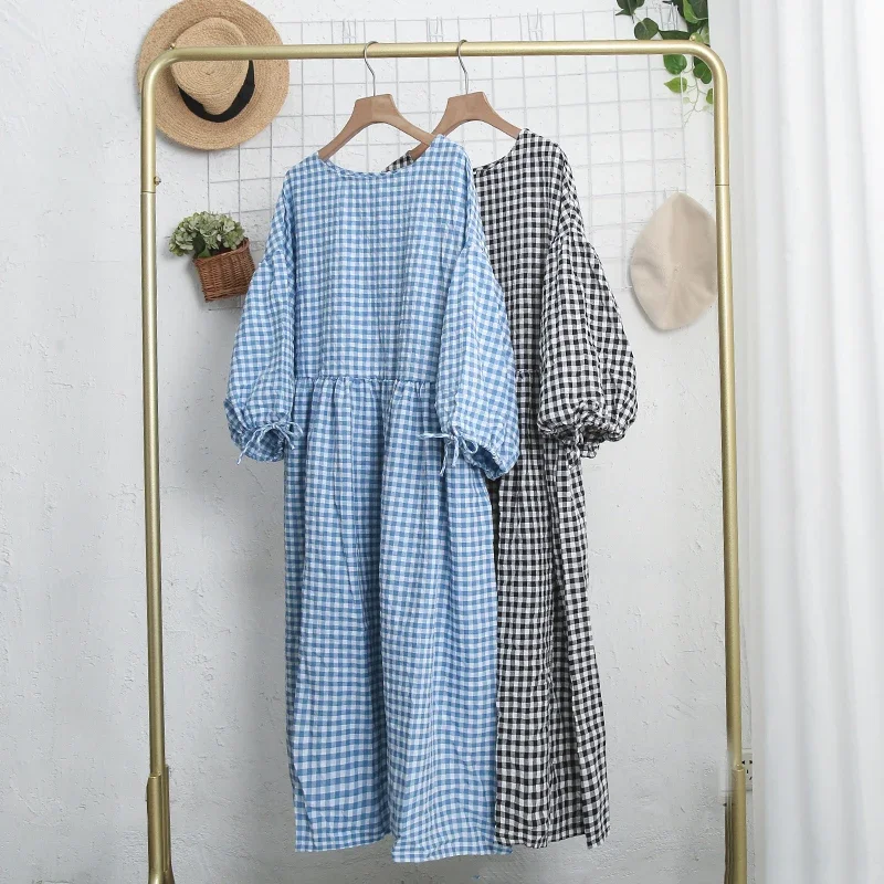 

Elegant Dresses For Women Cotton Linen Casual Summer Loose Puff Sleeve Birthday Party Holiday Dress For Female Long Maxi Dress