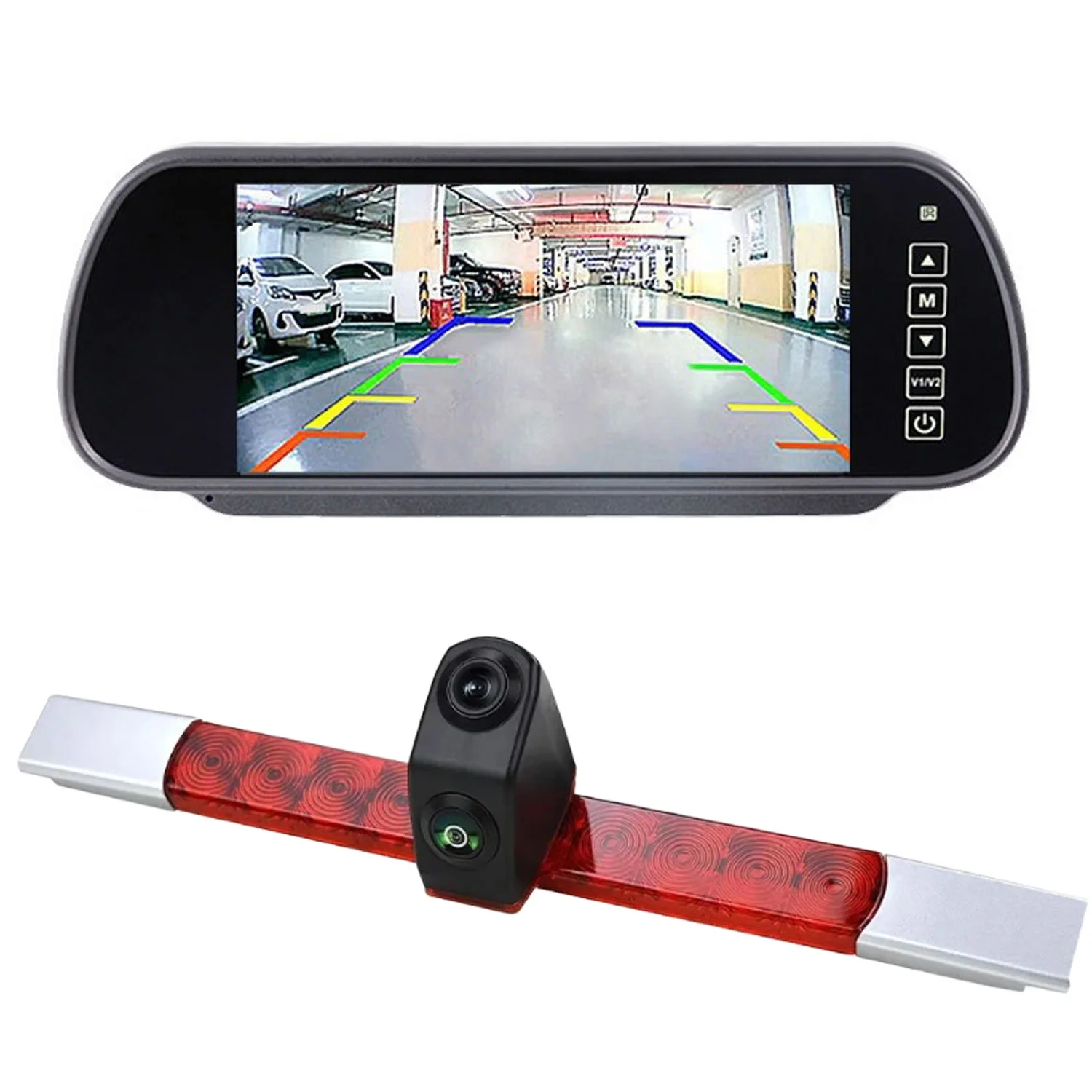 Double rear view camera+7 inch Mirror monitor Kit for Fiat Ducato 2024 / Hella 2DA 343 106-201 Universal Car Bus brake light