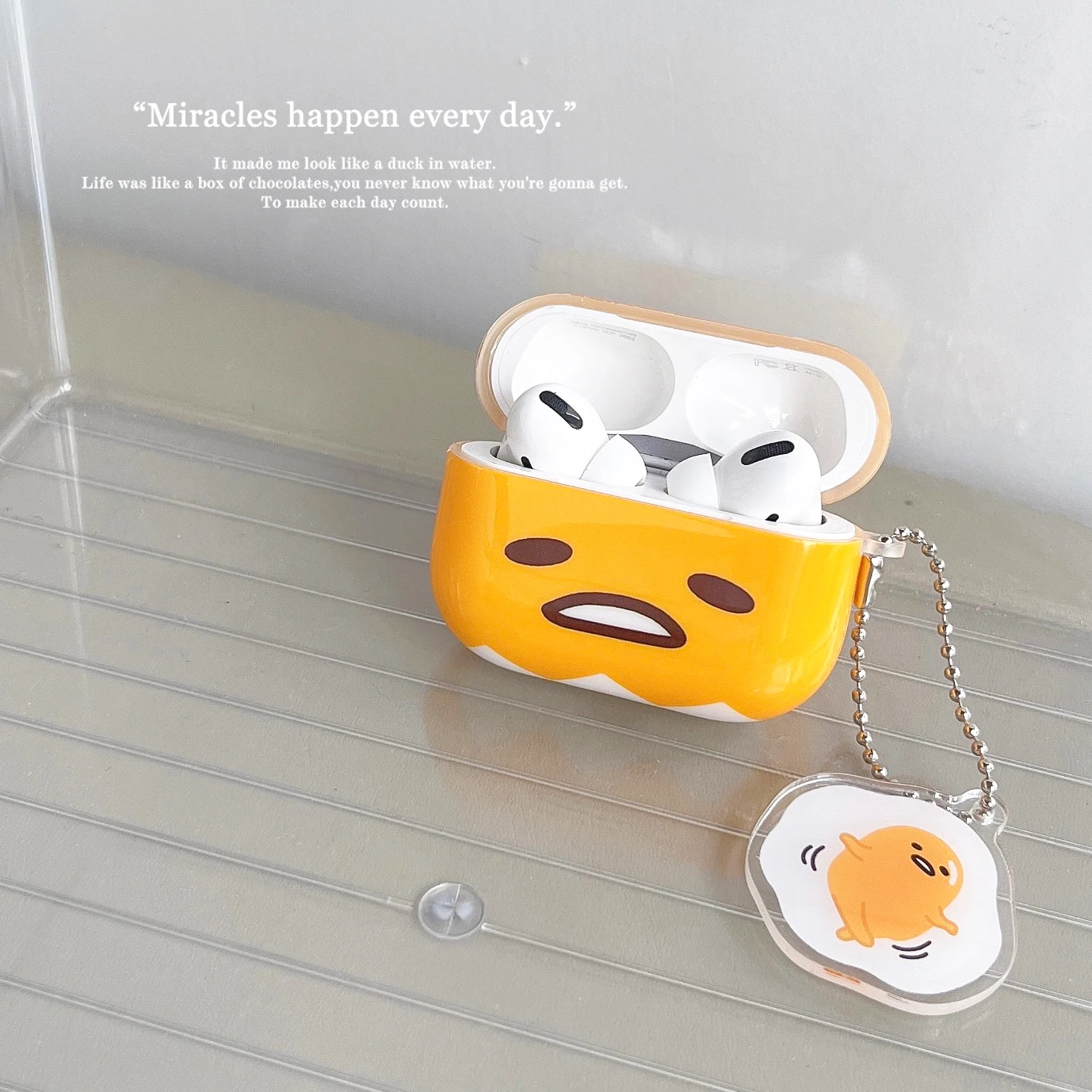 Sanrio Kerokerokeroppi Gudetama Bluetooth-compatible Earphone Set Soft case Earphone Case for AirPods 1 2 Pro 3 Cover 3D Pendant