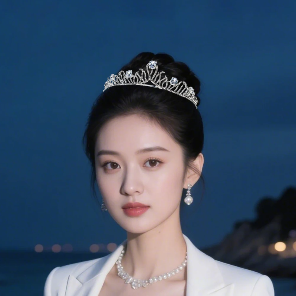 Acessórios de cabelo de casamento elegantes: tiara de noiva e faixa de cabeça com decorações de zircônia