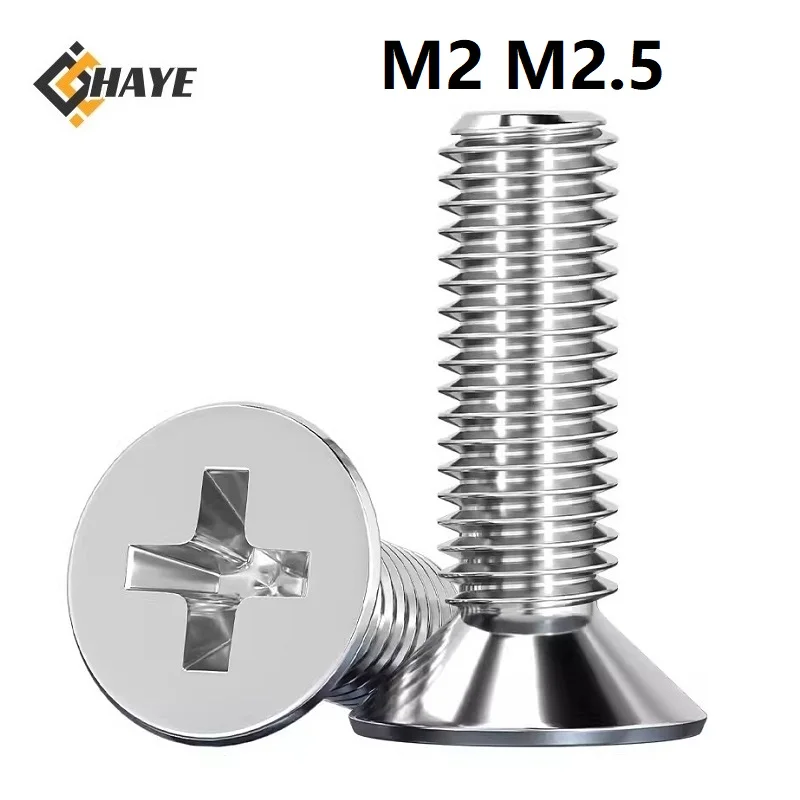 M2 M2.5 Cross Recessed Countersunk Screws Phillips Flat Head Machine Bolts 3 4 5 6 8 10 18 20 45 50 55 60mm304 Stainless Steel